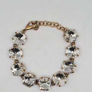 Stella & Dot Gold Tone Bracelet  Colorless Stone Cz Gems Clasp  Fashion Jewelry